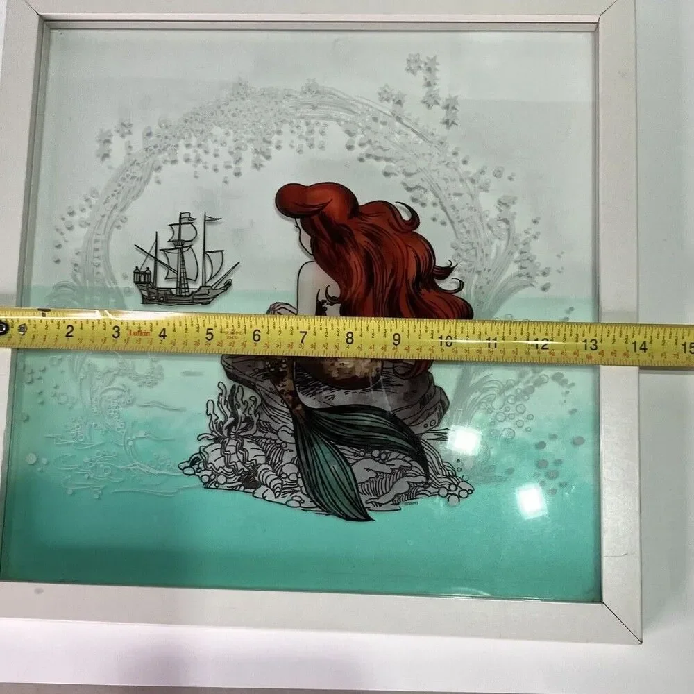 Disney The Little Mermaid Ariel Glass Wood Hanging Wall Decor 14” Square